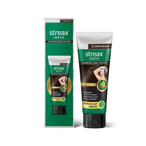 Image of Streax Insta Shampoo Hair Colour Dark Brown 3,200Ml