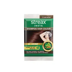 Streax Insta Shampoo Hair Colour - Dark Brown, 25ml (Pack of 1)