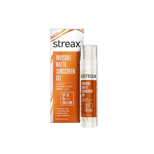 Image of Streax Invisible Matte Gel Sunscreen SPF 50 PA+++ 50g