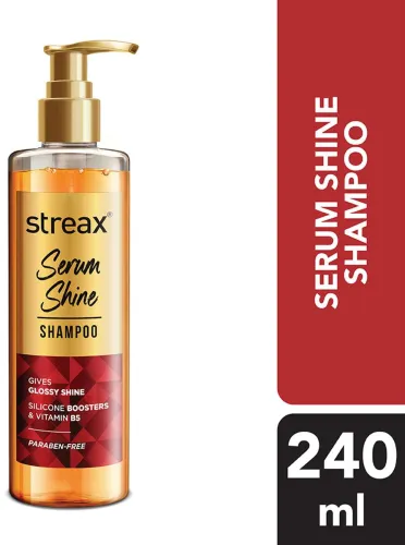 Image of Streax Serum Shine Shampoo, for Frizzy & Dry Hair to control frizz, Smooth & Shiny Hair (240 ml)