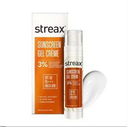 Streax Sunscreen Gel Crème SPF 50 PA+++, 50g | 3% Niacinamide | Serum Infused Sunscreen | Non-Oily, No White Cast | Hydr