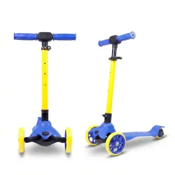 STREETJAM Komiks Kids Kick Scooter for 3–12 Years, Tilt & Turn Safety Lock (1st Time in India), BIS Approved, Lean-to-Steer, Wide Deck, Adjustable Height, Up to 35 kg Load (Blue with Golden....