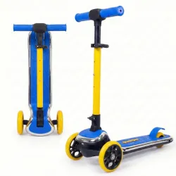 STREETJAM Kurbee Kids Kick Scooter for 3–12 Years, Dazzling Chrome-Finished Deck (1st Time in India), BIS Approved, Extra Wide Deck, Two-Tone Design, Up to 50 kg Load (Blue with Golden Yello...