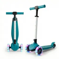 STREETJAM Zoltra LED Wheel Kids Kick Scooter 3–12 Years, LED Light Wheels, BIS Approved, Lean-to-Steer, Extra Wide Deck, Vibrant Two-Tone Design, Up to 50 kg Load (Turkish Green with Ivory W...