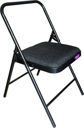 Image of streetup india Metal Iyengar Yoga Chair With Fabric Cushion Seat Metal Outdoor Chair (Black, Pre-assembled)
