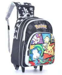 STRIDERS Pokemon School Bag for Kids | Spacious Durable Rolling Backpack | Padded Comfortable Straps & Fun Design | Ideal for School Travel & Play