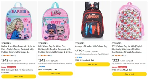 Image of STRIDERS School Bag Starting From @ ₹242