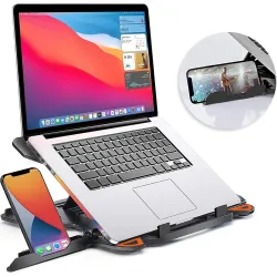 STRIFF 2-in-1 Laptop and Mobile Stand, Ergonomic, Adjustable Height, Anti-Slip Base, Heat Dissipation, Portable, Lightwe