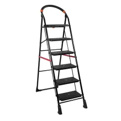 Strong Heavy Duty 6 Step Milano Ladder Foldable Durable Iron Metal Wide Step Ladder