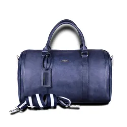 STRUTT Blue Faux Leather Duffel Bag