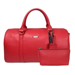 STRUTT Red Faux Leather Duffel Bag