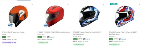 Image of STUDDS Biker Helmets at minimum 52% Discount