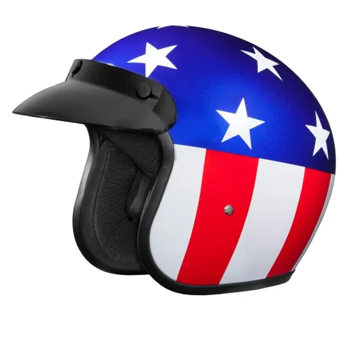 Image of Studds JETSTAR Classic D1 Captain America Open Face Helmet (Blue, L)