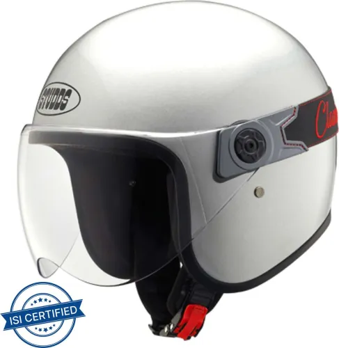 Image of STUDDS Jetstar Classic Motorbike Helmet with Chopper Visor (Silver Grey)