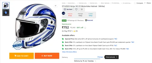 Image of STUDDS Ninja 3G D1 Motorbike Helmet