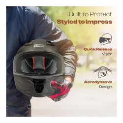 STUDDS Raider Street ISI Certified Full Face Helmet for Men and Women with Clear Visor (Grey - L)