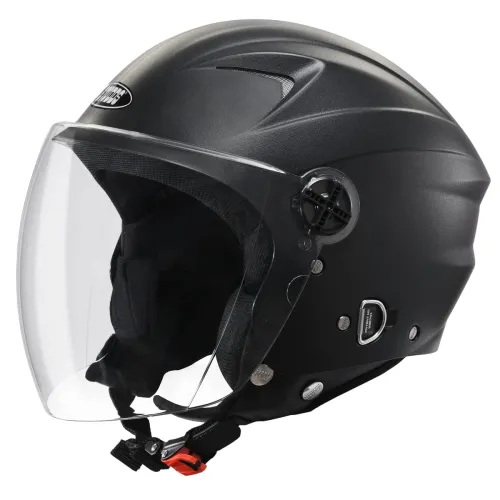 Image of STUDDS RAY ISI Certified Open FACE Helmet for Men and Women with D - Ring Lock (Black-M)
