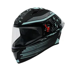STUDDS Thunder D11 ISI and DOT Certified Full Face Helmet for Men and Women with Clear Visor - Matt Black Blue L