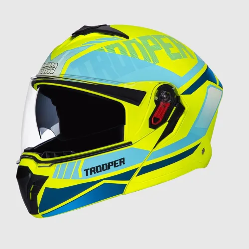 Image of STUDDS Trooper DV D1 ISI and DOT Certified Matt Finish Flip-up Full Face Helmet for Men and Women with Inner Sun Visor (