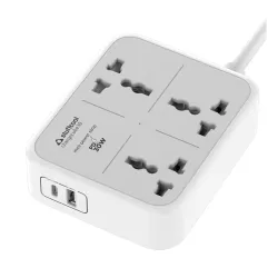Stuffcool ChargeCube 30 Mini Extension Board with Surge Protector, 3 AC Sockets and 30W Dual Type-C PD/PPS Output for Su