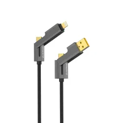 Stuffcool Quad Pro Max 4 in 1 Metal Braided Cable 1.5m 240W Rugged e-Marker chip gold plated connectors with lightning to type C, type C to C, Lighting to type A best for iPhones, Macbooks,L...
