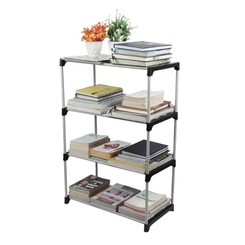 Image of 4-Tier Book Rack - Sturdy Multi-Level Storage Organizer for Books