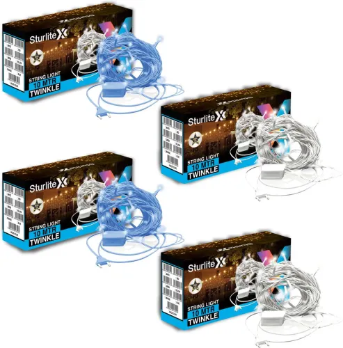 Image of Sturlite 46 LEDs 10 m Blue, White Steady Bulb Rice Lights (Pack of 4)