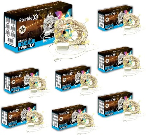 Image of Sturlite 46 LEDs 10 m Yellow Steady Bulb Rice Lights (Pack of 8)