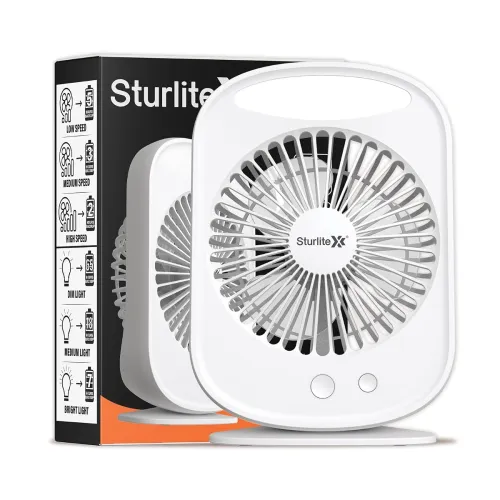 Image of Sturlite Airify Portable Rechargeable Fan with LED Light | 1800mAh Battery, Upto 5 Hours Backup |