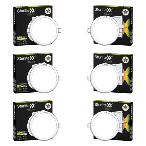 Image of sturlite Dex 15W Round LED Downlight - (Pack of 6) Ceiling Light Ceiling Lamp (White)