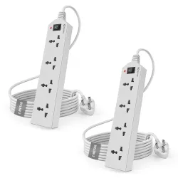 Sturlite Extension Board 2 Meter Cord | 4 Socket with Master Switch | 2400W 10A Spike Guard & Surge Protector |Durable Pure Copper Wire| Multi Plug Power Strip for Home & Office| White | Pack of 2
