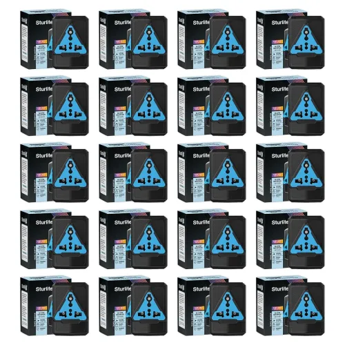Image of Sturlite Skycon 6A Universal Travel Adapter Plug (Black, Pack of 20)