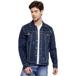 Style Quotient Men Blue Washed Denim Jacket