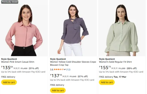 Image of Style Quotient Women's Top Starting @ ₹135