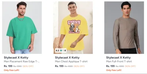 Image of Stylecast X Kotty Men's Tshirt Starting @ ₹199