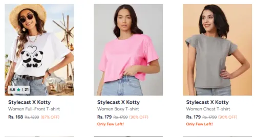 Image of Stylecast x Kotty Women Tshirt Starting @ ₹168