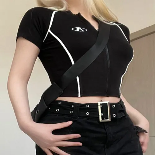 Image of StyleCast x Revolte V-Neck Black Crop Top