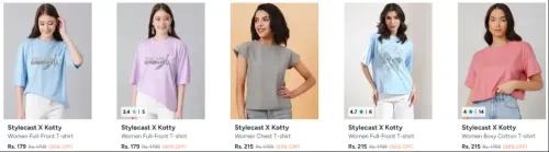 Image of Stylecast X Kotty women's Tshirts starting @ ₹179