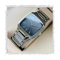 STYLEDOSE Minimalist Eddy Square Dial Mens Watch with Stainless Steel Strap, Analog Watch Display