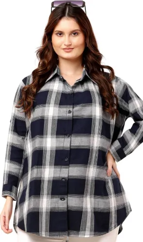 Image of Stylemyth Women Oversized Checkered Casual Shirt
