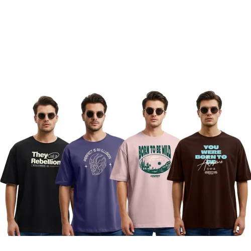 Image of STYLENSE® Men's Oversized Tees – 4-Pack