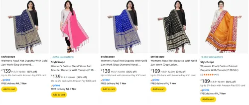 Image of StyleScope Women's dupatta starting @ ₹139
