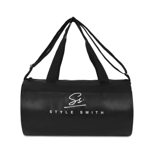 Image of Style Smith Black Faux Leather Sports Duffel Gym Bag (22 Ltrs)
