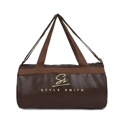 Image of Style Smith Brown Faux Leather Sports Duffel Gym Bag (22 Ltrs)