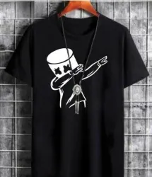 stylesmyth Men Printed Round Neck Polyester Black T-Shirt