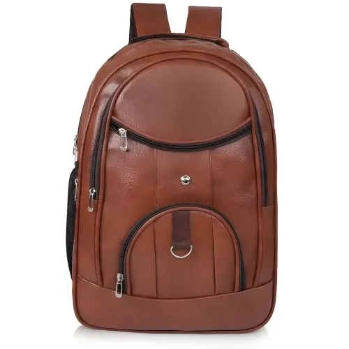Image of Stylish Brown Faux Leather Backpack
