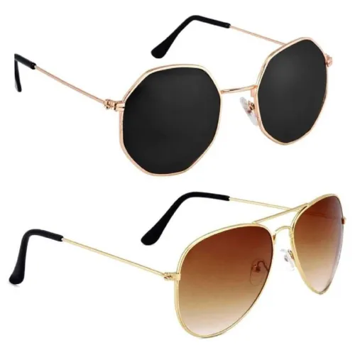 Image of Stylish Casual Metal Golden Polarized Female Sunglasses 1_8kona gld-blk,avt gld brn C2_bz