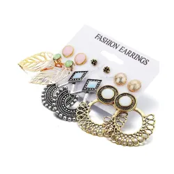 Shining Diva Fashion 6 Pairs Combo Stylish Drop Earrings for Women (Silver Gold)(9919er)