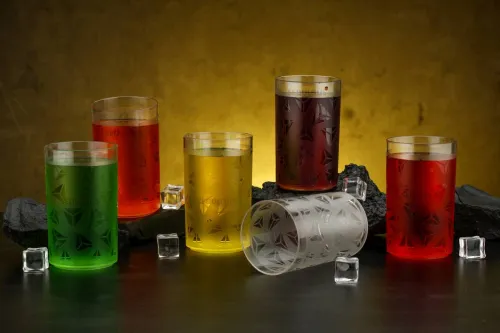 Image of Stylish Prism Designed Drinking Glass Set (250ml, Pack-6}