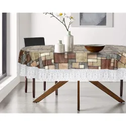 Stylista PVC Waterproof Oval Centre Table Cover WxL 40x60 Inches with Seamless